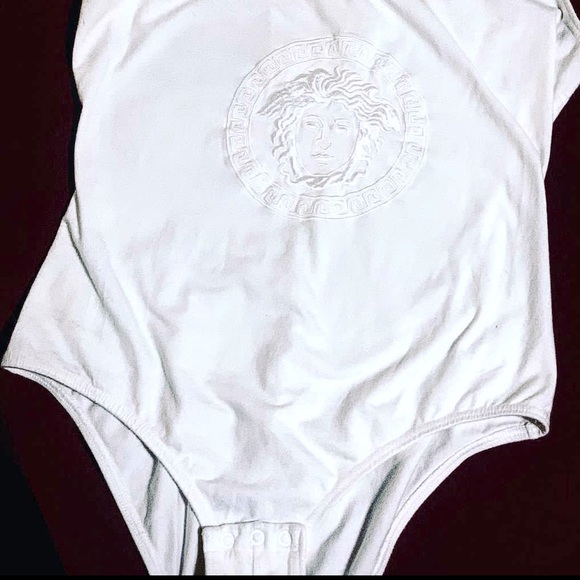 Circa 1994 Gianni Versace Intimates Embroidered Medusa Head Bodysuit - Picture 2 of 4